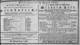 Theaterzettel (Oper und Burgtheater in Wien) 18300819 Seite: 1
