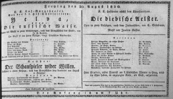 Theaterzettel (Oper und Burgtheater in Wien) 18300820 Seite: 1