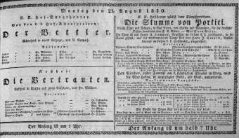 Theaterzettel (Oper und Burgtheater in Wien) 18300823 Seite: 1