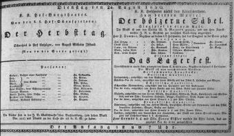 Theaterzettel (Oper und Burgtheater in Wien) 18300824 Seite: 1