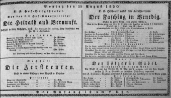 Theaterzettel (Oper und Burgtheater in Wien) 18300830 Seite: 1