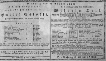Theaterzettel (Oper und Burgtheater in Wien) 18300831 Seite: 1