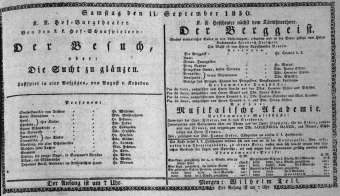Theaterzettel (Oper und Burgtheater in Wien) 18300911 Seite: 1