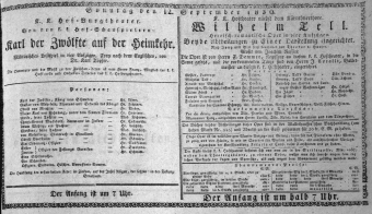 Theaterzettel (Oper und Burgtheater in Wien) 18300912 Seite: 1