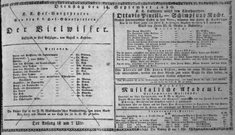 Theaterzettel (Oper und Burgtheater in Wien) 18300914 Seite: 1