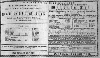 Theaterzettel (Oper und Burgtheater in Wien) 18300915 Seite: 1