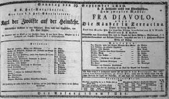 Theaterzettel (Oper und Burgtheater in Wien) 18300919 Seite: 1