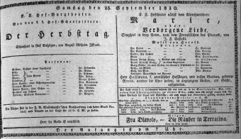 Theaterzettel (Oper und Burgtheater in Wien) 18300925 Seite: 1