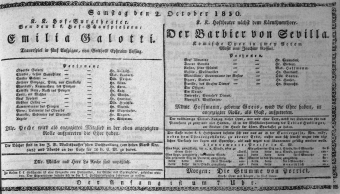 Theaterzettel (Oper und Burgtheater in Wien) 18301002 Seite: 1