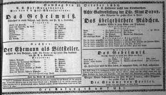 Theaterzettel (Oper und Burgtheater in Wien) 18301016 Seite: 1