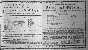 Theaterzettel (Oper und Burgtheater in Wien) 18301020 Seite: 1