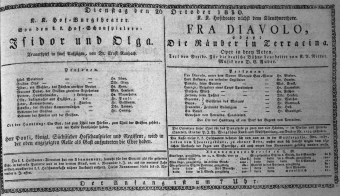 Theaterzettel (Oper und Burgtheater in Wien) 18301026 Seite: 1