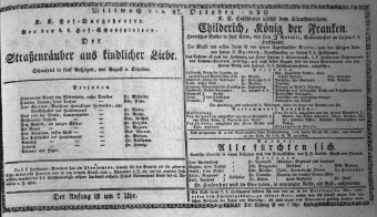 Theaterzettel (Oper und Burgtheater in Wien) 18301027 Seite: 1