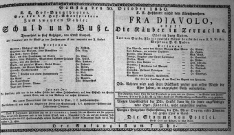 Theaterzettel (Oper und Burgtheater in Wien) 18301030 Seite: 1