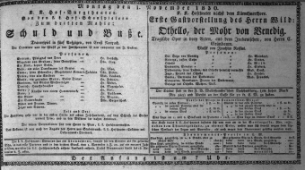 Theaterzettel (Oper und Burgtheater in Wien) 18301101 Seite: 1