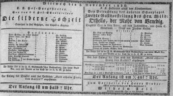 Theaterzettel (Oper und Burgtheater in Wien) 18301103 Seite: 1