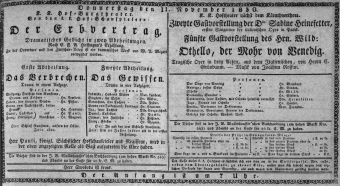 Theaterzettel (Oper und Burgtheater in Wien) 18301111 Seite: 1