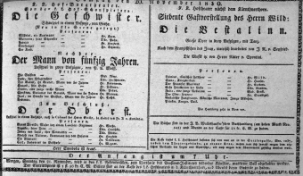 Theaterzettel (Oper und Burgtheater in Wien) 18301120 Seite: 1