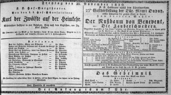 Theaterzettel (Oper und Burgtheater in Wien) 18301126 Seite: 1