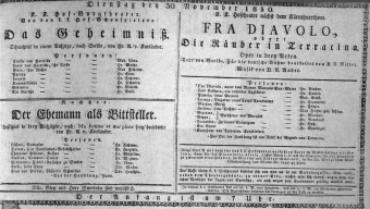 Theaterzettel (Oper und Burgtheater in Wien) 18301130 Seite: 1