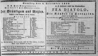 Theaterzettel (Oper und Burgtheater in Wien) 18301204 Seite: 1