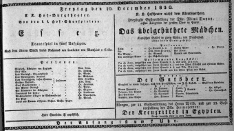 Theaterzettel (Oper und Burgtheater in Wien) 18301210 Seite: 1