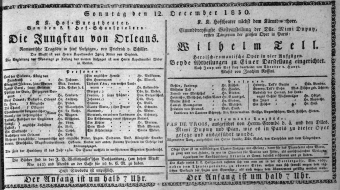 Theaterzettel (Oper und Burgtheater in Wien) 18301212 Seite: 1
