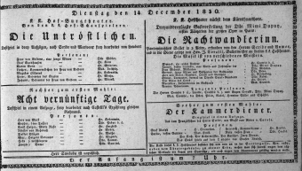 Theaterzettel (Oper und Burgtheater in Wien) 18301214 Seite: 1