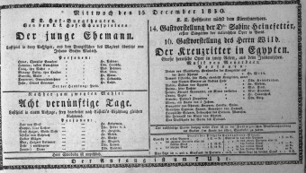 Theaterzettel (Oper und Burgtheater in Wien) 18301215 Seite: 1