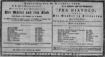 Theaterzettel (Oper und Burgtheater in Wien) 18301230 Seite: 1
