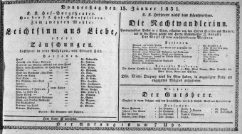 Theaterzettel (Oper und Burgtheater in Wien) 18310113 Seite: 1