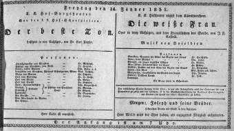 Theaterzettel (Oper und Burgtheater in Wien) 18310114 Seite: 1