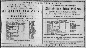 Theaterzettel (Oper und Burgtheater in Wien) 18310115 Seite: 1