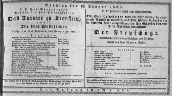 Theaterzettel (Oper und Burgtheater in Wien) 18310116 Seite: 1
