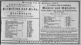 Theaterzettel (Oper und Burgtheater in Wien) 18310118 Seite: 1