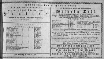 Theaterzettel (Oper und Burgtheater in Wien) 18310120 Seite: 1