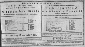 Theaterzettel (Oper und Burgtheater in Wien) 18310125 Seite: 1