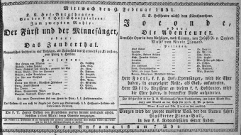 Theaterzettel (Oper und Burgtheater in Wien) 18310209 Seite: 1