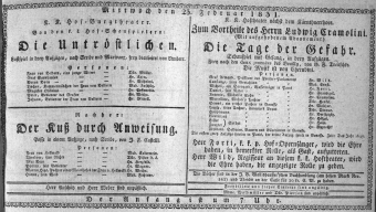 Theaterzettel (Oper und Burgtheater in Wien) 18310223 Seite: 1