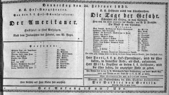 Theaterzettel (Oper und Burgtheater in Wien) 18310224 Seite: 1