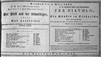 Theaterzettel (Oper und Burgtheater in Wien) 18310302 Seite: 1