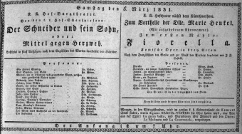Theaterzettel (Oper und Burgtheater in Wien) 18310305 Seite: 1