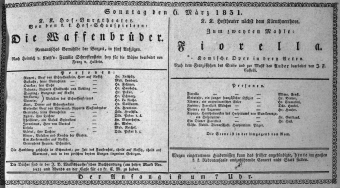 Theaterzettel (Oper und Burgtheater in Wien) 18310306 Seite: 1