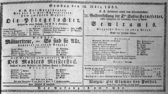 Theaterzettel (Oper und Burgtheater in Wien) 18310312 Seite: 1