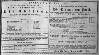 Theaterzettel (Oper und Burgtheater in Wien) 18310313 Seite: 1