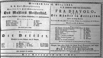Theaterzettel (Oper und Burgtheater in Wien) 18310316 Seite: 1