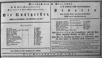 Theaterzettel (Oper und Burgtheater in Wien) 18310323 Seite: 1