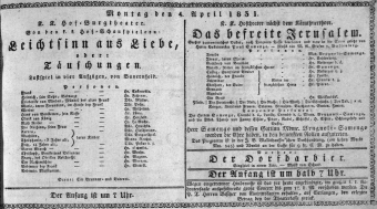 Theaterzettel (Oper und Burgtheater in Wien) 18310404 Seite: 1