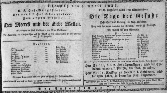 Theaterzettel (Oper und Burgtheater in Wien) 18310405 Seite: 1