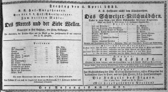Theaterzettel (Oper und Burgtheater in Wien) 18310408 Seite: 1